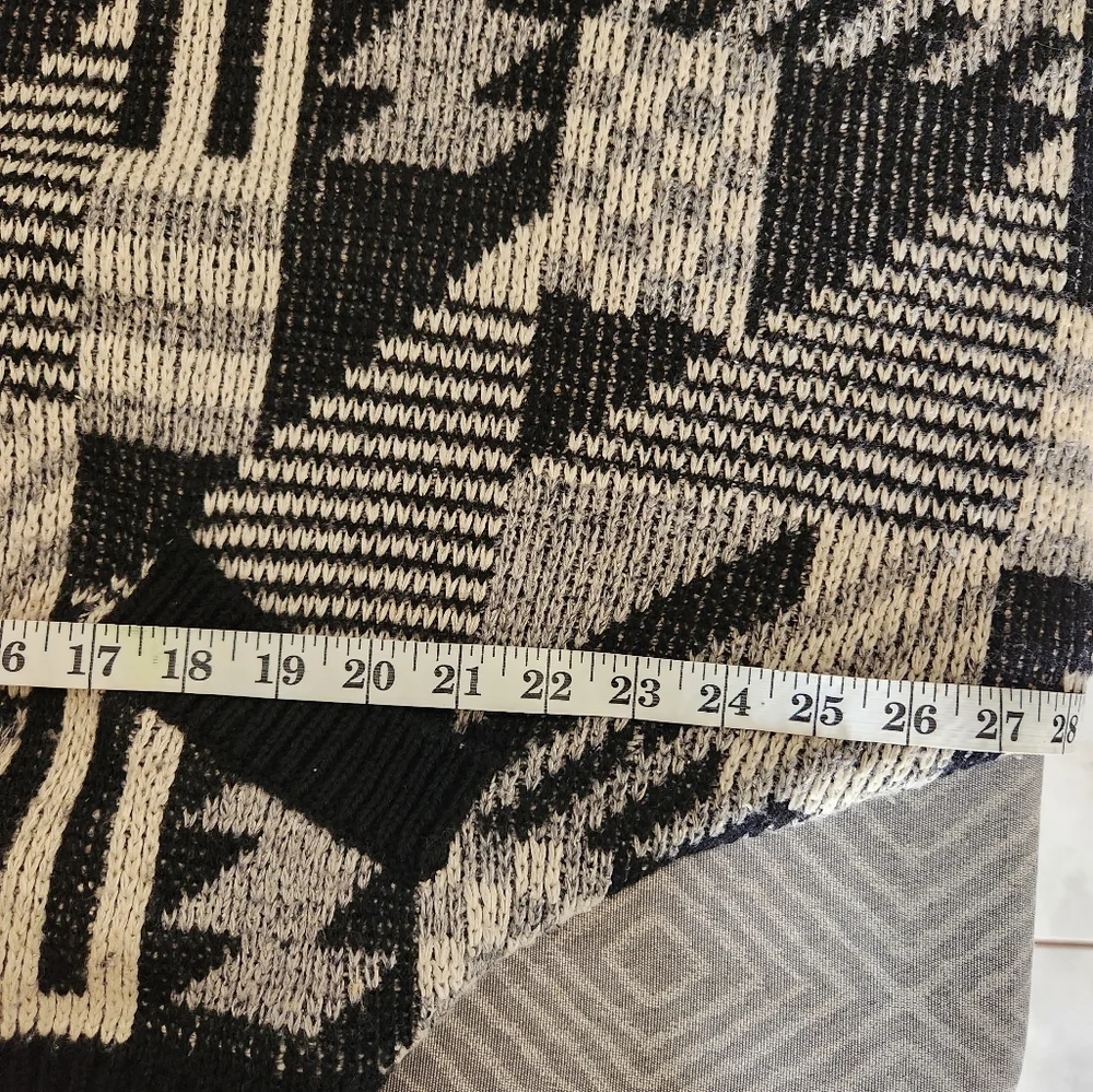 Mohair Wool Fanci Vintage Cardigan Trival Print Size M oversized Black Color - Picture 13 of 14